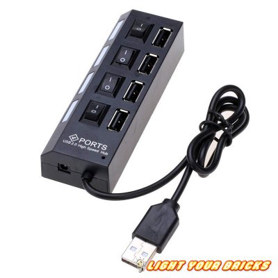 4-fach USB-2.0-Hub mit Schaltern